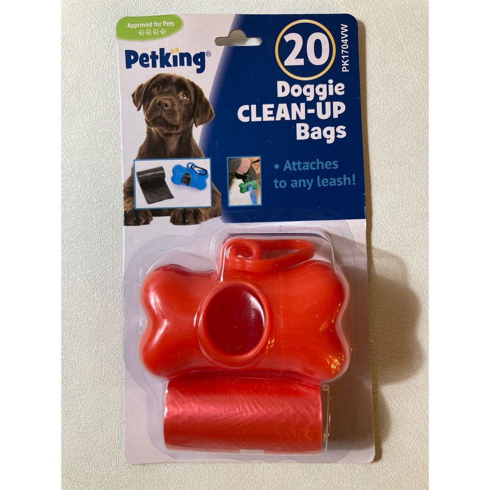 Petking 20 Doggie Clean-Up Bags with Bone Dispenser Red PK1704VW New